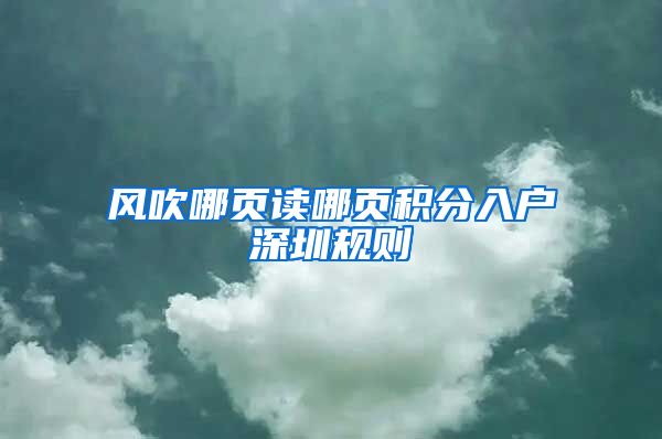 风吹哪页读哪页积分入户深圳规则