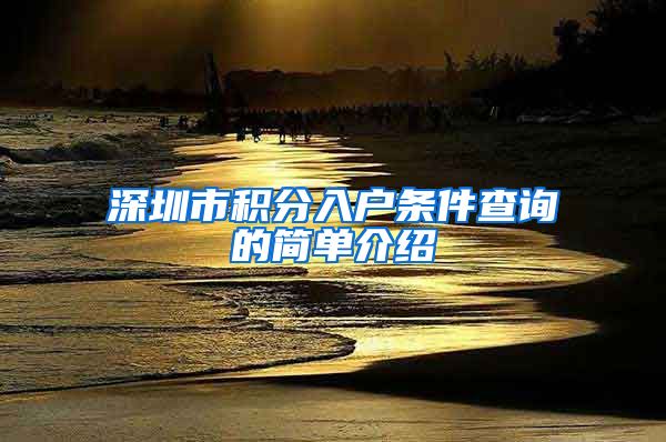 深圳市积分入户条件查询的简单介绍