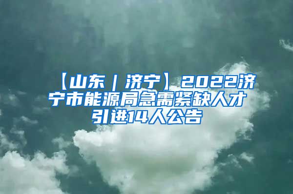 【山东｜济宁】2022济宁市能源局急需紧缺人才引进14人公告