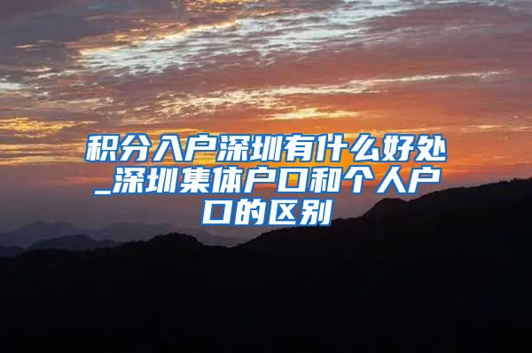 积分入户深圳有什么好处_深圳集体户口和个人户口的区别