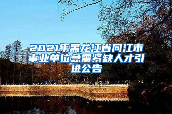 2021年黑龙江省同江市事业单位急需紧缺人才引进公告