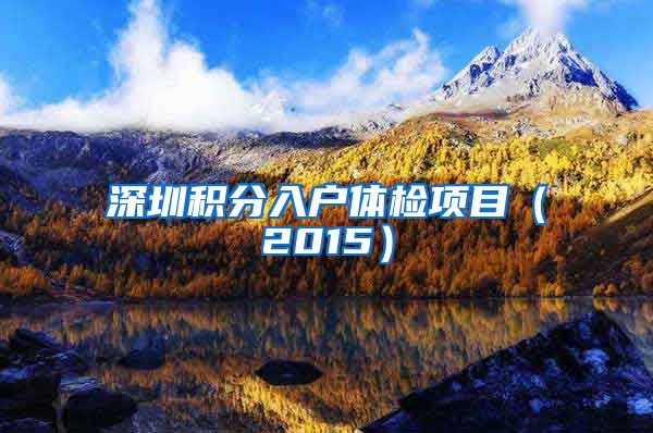深圳积分入户体检项目（2015）