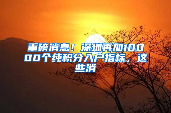重磅消息！深圳再加10000个纯积分入户指标，这些消