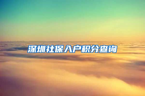 深圳社保入户积分查询