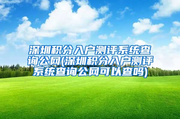 深圳积分入户测评系统查询公网(深圳积分入户测评系统查询公网可以查吗)
