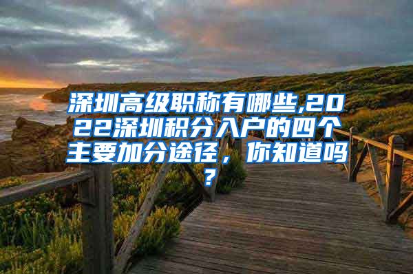 深圳高级职称有哪些,2022深圳积分入户的四个主要加分途径，你知道吗？