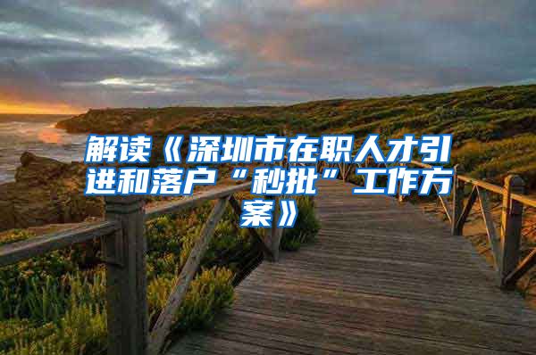解读《深圳市在职人才引进和落户“秒批”工作方案》