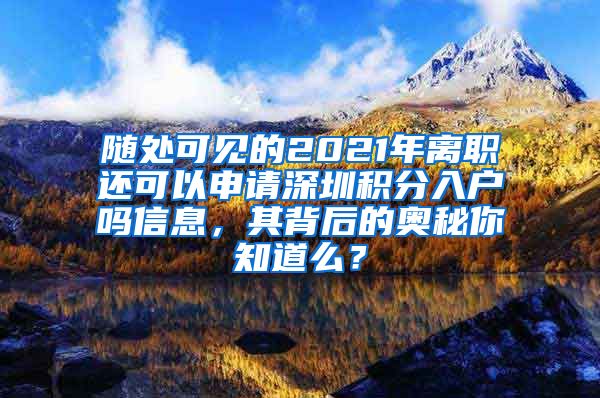 随处可见的2021年离职还可以申请深圳积分入户吗信息，其背后的奥秘你知道么？