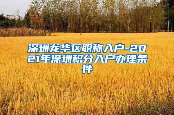 深圳龙华区职称入户-2021年深圳积分入户办理条件