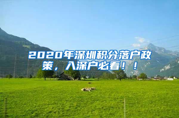 2020年深圳积分落户政策，入深户必看！！