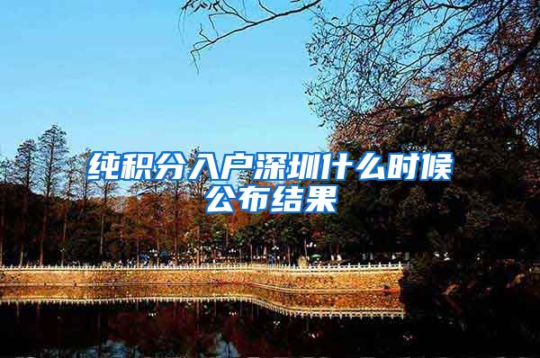 纯积分入户深圳什么时候公布结果