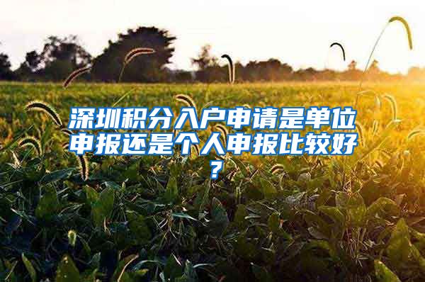 深圳积分入户申请是单位申报还是个人申报比较好？