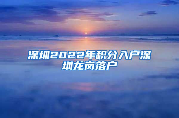 深圳2022年积分入户深圳龙岗落户