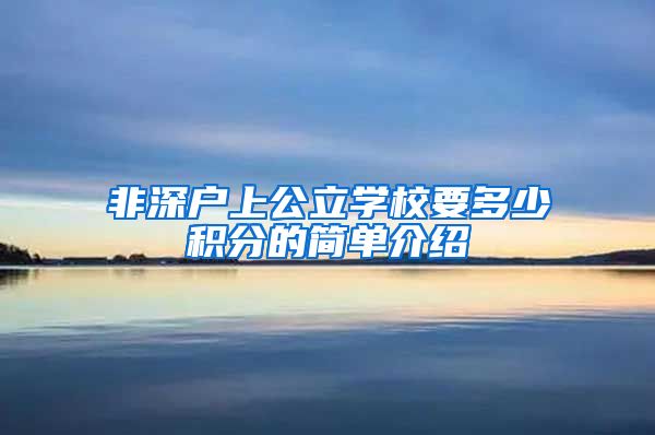 非深户上公立学校要多少积分的简单介绍