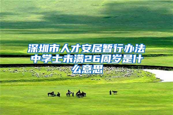 深圳市人才安居暂行办法中学士未满26周岁是什么意思