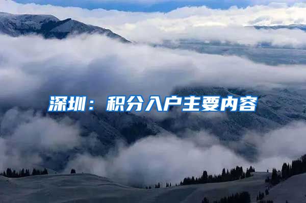 深圳：积分入户主要内容