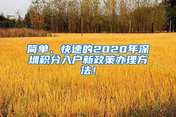 简单、快速的2020年深圳积分入户新政策办理方法！
