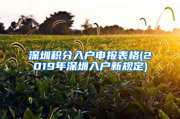 深圳积分入户申报表格(2019年深圳入户新规定)