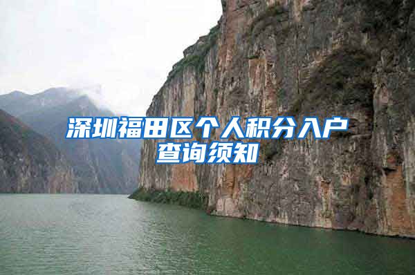 深圳福田区个人积分入户查询须知