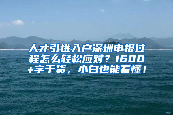 人才引进入户深圳申报过程怎么轻松应对？1600+字干货，小白也能看懂！