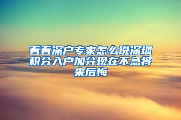 看看深户专家怎么说深圳积分入户加分现在不急将来后悔