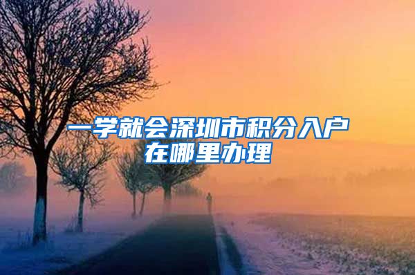 一学就会深圳市积分入户在哪里办理