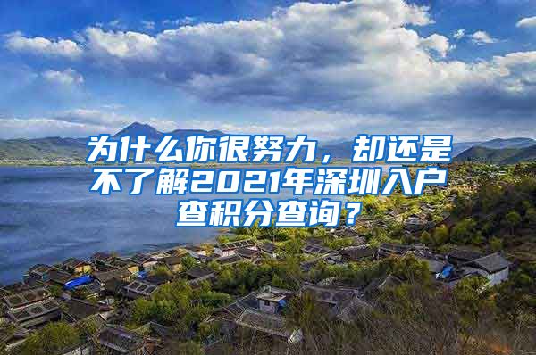 为什么你很努力，却还是不了解2021年深圳入户查积分查询？