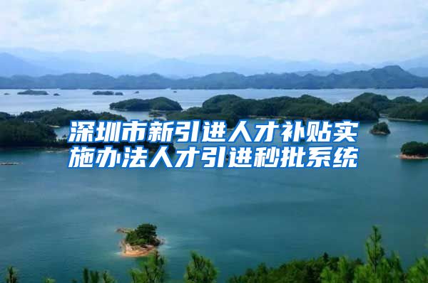 深圳市新引进人才补贴实施办法人才引进秒批系统