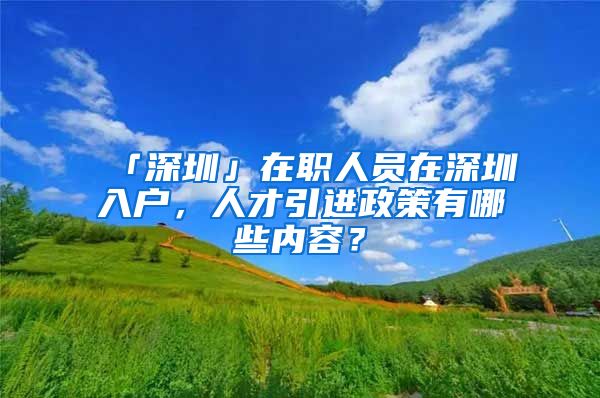 「深圳」在职人员在深圳入户，人才引进政策有哪些内容？
