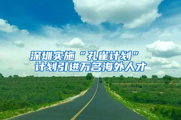 深圳实施“孔雀计划” 计划引进万名海外人才