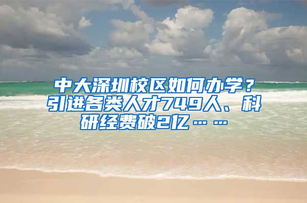 中大深圳校区如何办学？引进各类人才749人、科研经费破2亿……