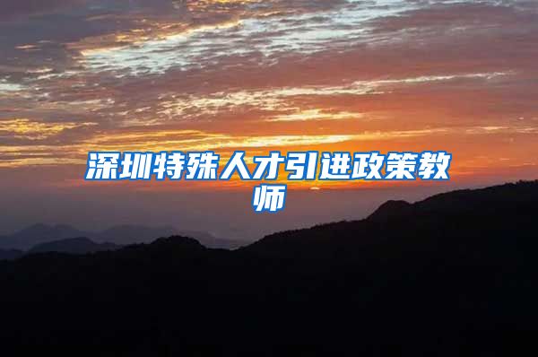 深圳特殊人才引进政策教师