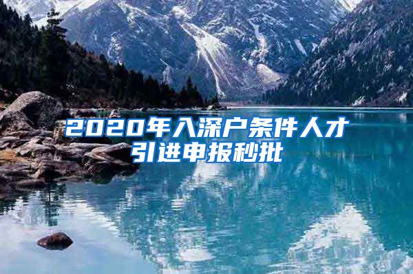 2020年入深户条件人才引进申报秒批