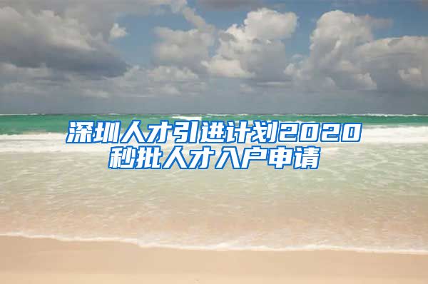 深圳人才引进计划2020秒批人才入户申请