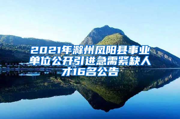 2021年滁州凤阳县事业单位公开引进急需紧缺人才16名公告
