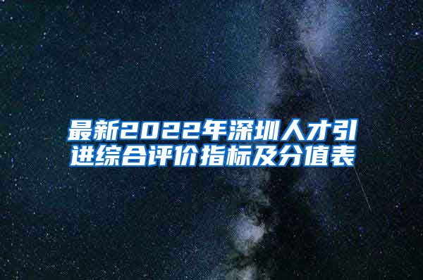 最新2022年深圳人才引进综合评价指标及分值表