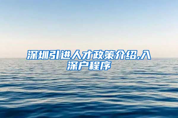 深圳引进人才政策介绍,入深户程序