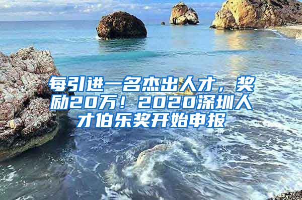 每引进一名杰出人才，奖励20万！2020深圳人才伯乐奖开始申报