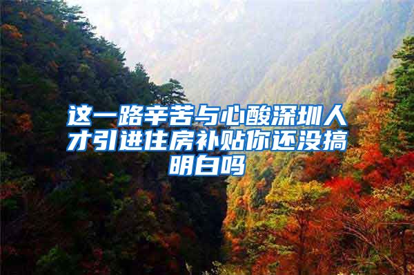 这一路辛苦与心酸深圳人才引进住房补贴你还没搞明白吗