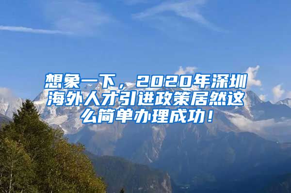 想象一下，2020年深圳海外人才引进政策居然这么简单办理成功！