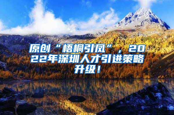 原创“梧桐引凤”，2022年深圳人才引进策略升级！