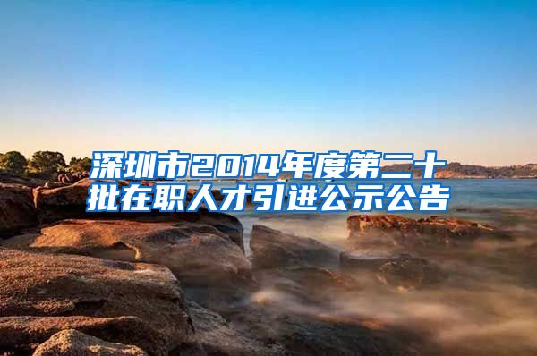 深圳市2014年度第二十批在职人才引进公示公告