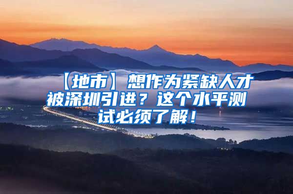 【地市】想作为紧缺人才被深圳引进？这个水平测试必须了解！