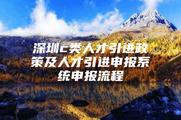 深圳c类人才引进政策及人才引进申报系统申报流程