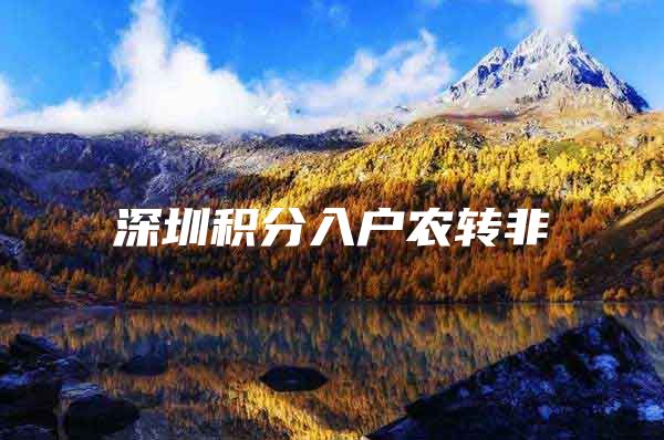深圳积分入户农转非