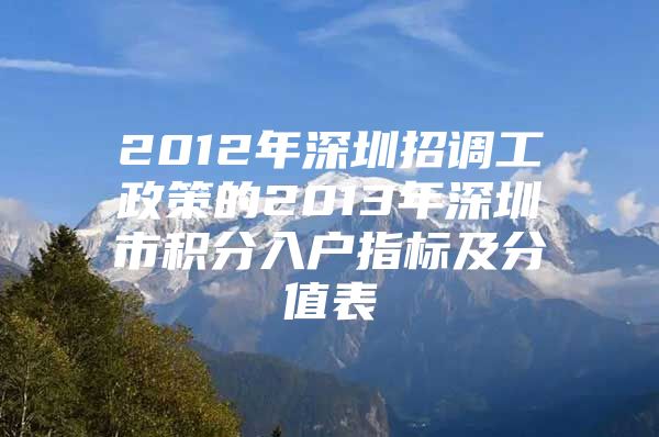 2012年深圳招调工政策的2013年深圳市积分入户指标及分值表