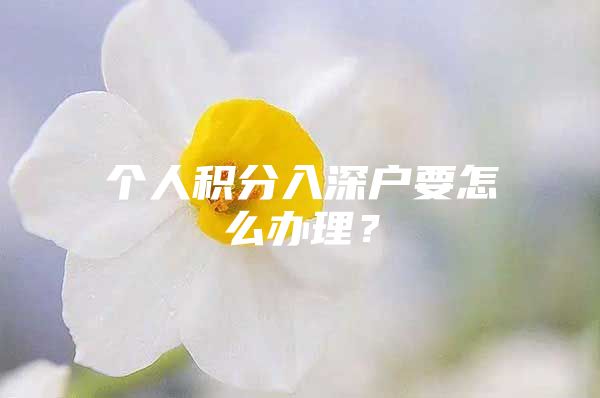 个人积分入深户要怎么办理？