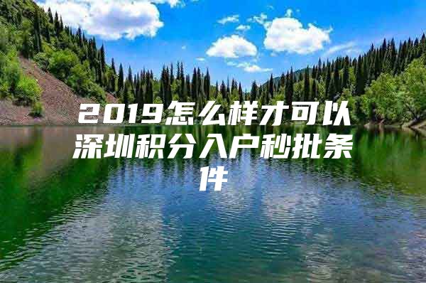 2019怎么样才可以深圳积分入户秒批条件