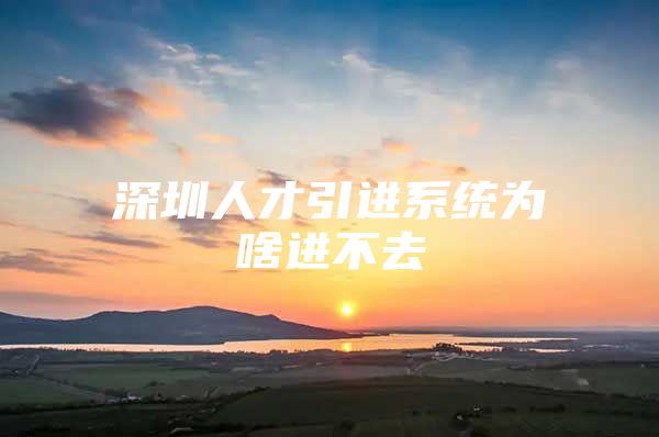 深圳人才引进系统为啥进不去