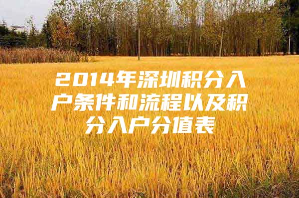 2014年深圳积分入户条件和流程以及积分入户分值表